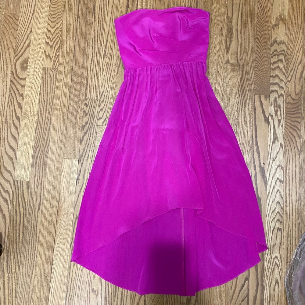 Asymmetrical pink strapless dress